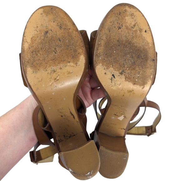 M. Gemi Aperto Women's Size 39.5 US 9 Brown Leather Suede Platform Heel Sandals - Picture 11 of 15
